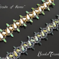 CROWN OF THORNS - beading pattern, beaded bracelet tutorial, CzechMates Beam Spike Demi Round beads / TUTORIAL ONLY