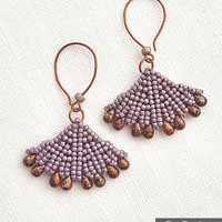 FAN EARRINGS - Beading Tutorial - Tubular herringbone stitch pattern - Seed bead earrings pattern - Instant pdf Download