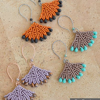 FAN EARRINGS - Beading Tutorial - Tubular herringbone stitch pattern - Seed bead earrings pattern - Instant pdf Download