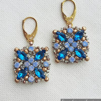 FANCY SQUARES EARRINGS - Beading Pattern - Instant .pdf Download