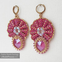 FESTIVE HEARTS Earrings - Peyote stitch beading pattern - Instant PDF Download