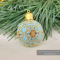 FROZEN FLOWERS BALL - Beaded Christmas Ornament Pattern - Peyote Stitch - Instant Pdf Download