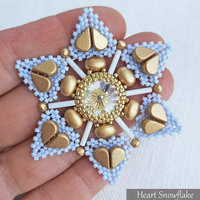 HEART SNOWFLAKE Peyote Stitch Pattern - Beaded Christmas Ornament Instructions - Instant Pdf Download