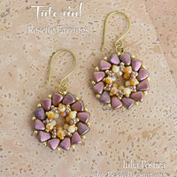 ROSETTE Beading tutorial Beaded earrings pattern with 2 hole Nib-Bit beads English cut round beads Seed beads TUTORIAL ONLY