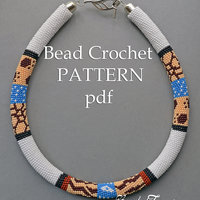 SAFARI - bead crochet necklace pattern / Bead crochet pattern / Crochet rope pattern / PATTERN ONLY