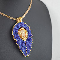 WAVY TEARDROP Pendant Beading Tutorial - Peyote bead pattern with Swarovski Pear Fancy Rhinestone and Delica Seed beads- Instant Downloadable PDF