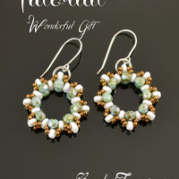 WONDERFUL GIFT - beadoven earrings tutorial with SuperDuo beads, fire polished beads and seed beads / Beading pattern / TUTORIAL ONLY