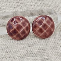 Round Faceted Artisan Ceramic Cabochons, Old Rose Travertine, one piece