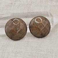 Round Faceted Artisan Ceramic Cabochons, Yellow Brown, one piece