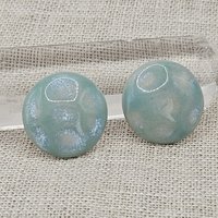 Round Artisan Ceramic Cabochons, Mint Beige Opal Dots, one piece