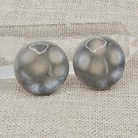 Round Artisan Ceramic Cabochons, Gray Opal Dots, one piece