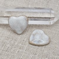 Heart Artisan Ceramic Cabochons, Beige White Opal, one piece