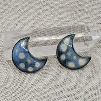 Moon Artisan Ceramic Cabochons, Starry Night, one piece