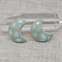 Moon Artisan Ceramic Cabochons, Mint Opal, one piece