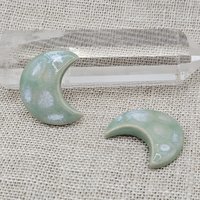 Moon Artisan Ceramic Cabochons, Mint Opal, one piece