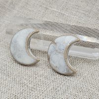 Moon Artisan Ceramic Cabochons, Beige White, one piece