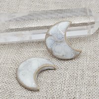 Moon Artisan Ceramic Cabochons, Beige White, one piece