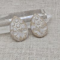 Honey Bee Drop Artisan Ceramic Cabochons, Beige White, one piece