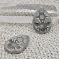 Honey Bee Drop Artisan Ceramic Cabochons, Pastel Gray, one piece