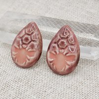 Honey Bee Drop Artisan Ceramic Cabochons, Pink / Brownish Rose, one piece