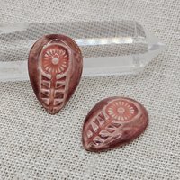 Flower Drop Artisan Ceramic Cabochons, Pink/Old Rose, one piece