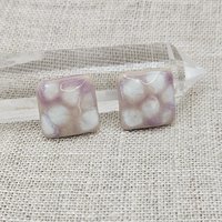Square Artisan Ceramic Cabochons, 18x18mm, Amethyst Cloudy, one piece