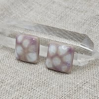 Square Artisan Ceramic Cabochons, 18x18mm, Amethyst Cloudy, one piece