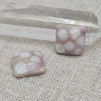 Square Artisan Ceramic Cabochons, 18x18mm, Amethyst Cloudy, one piece