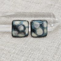 Square Artisan Ceramic Cabochons, 18x18mm, Travertine Turquoise, one piece