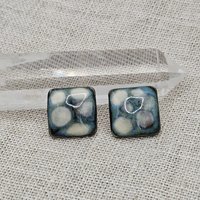 Square Artisan Ceramic Cabochons, 18x18mm, Travertine Turquoise, one piece