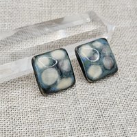 Square Artisan Ceramic Cabochons, 18x18mm, Travertine Turquoise, one piece