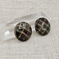Round Faceted Artisan Ceramic Cabochons, Woody Forest, one piece
