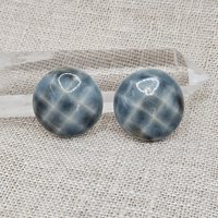 Round Faceted Artisan Ceramic Cabochons, Cloudy Sky, one piece