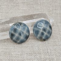 Round Faceted Artisan Ceramic Cabochons, Cloudy Sky, one piece