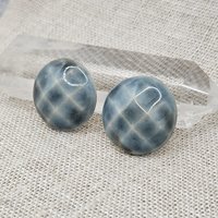 Round Faceted Artisan Ceramic Cabochons, Cloudy Sky, one piece