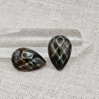 Faceted Drop Artisan Ceramic Cabochons, 25x16mm, Woody Forest, one piece