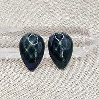 Faceted Drop Artisan Ceramic Cabochons, 25x16mm, Deep Green, one piece