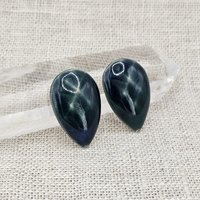 Faceted Drop Artisan Ceramic Cabochons, 25x16mm, Deep Green, one piece