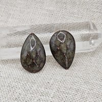 Faceted Drop Artisan Ceramic Cabochons, 25x16mm, Snake Jasper, one piece