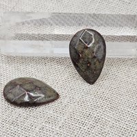 Faceted Drop Artisan Ceramic Cabochons, 25x16mm, Snake Jasper, one piece