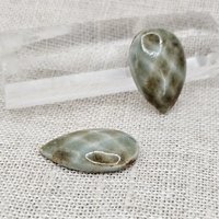 Faceted Drop Artisan Ceramic Cabochons, 25x16mm, Brownish Seafoam, one piece