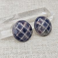 Round Faceted Artisan Ceramic Cabochons, Rosy Sapphire, one piece