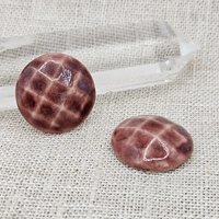 Round Faceted Artisan Ceramic Cabochons, Old Rose Travertine, one piece