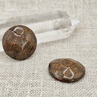 Round Faceted Artisan Ceramic Cabochons, Yellow Brown, one piece