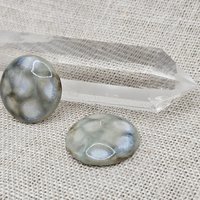 Round Artisan Ceramic Cabochons, Brownish Mint Opal Dots, one piece