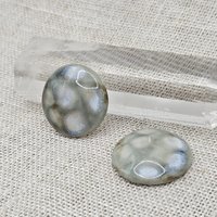 Round Artisan Ceramic Cabochons, Brownish Mint Opal Dots, one piece