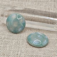 Round Artisan Ceramic Cabochons, Mint Beige Opal Dots, one piece