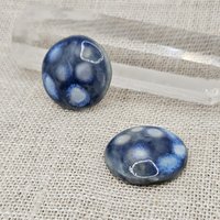 Round Artisan Ceramic Cabochons, Sapphire Opal Dots, one piece