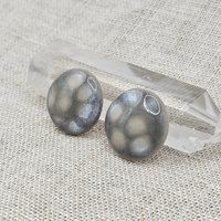 Round Artisan Ceramic Cabochons, Gray Opal Dots, one piece