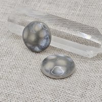 Round Artisan Ceramic Cabochons, Gray Opal Dots, one piece